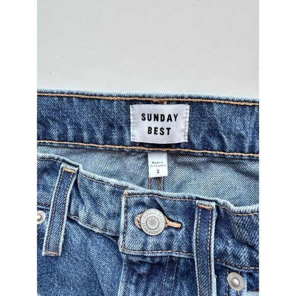 Aritzia SUNDAY BEST Jupiter 90's Medium Blue High Rise Wide Leg Jeans, Size 2 - Picture 9 of 16